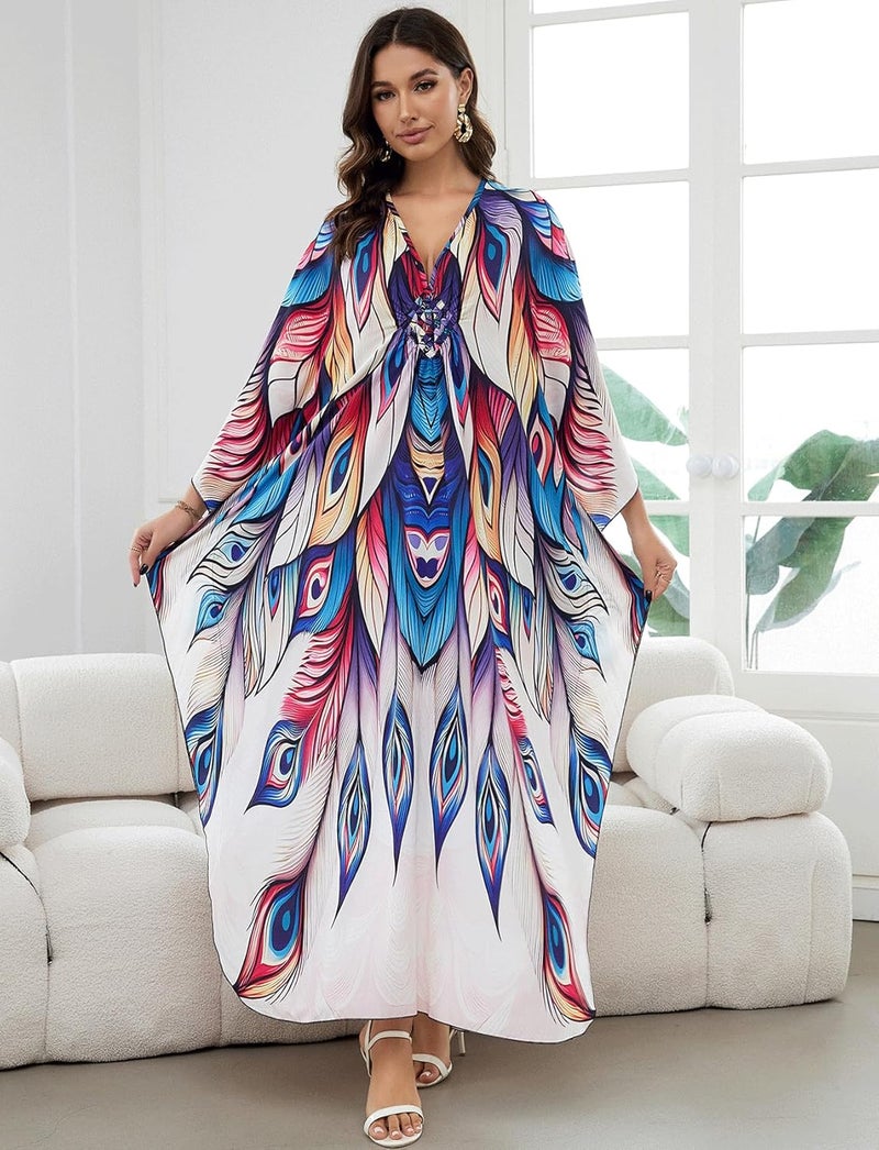 KECVOT Kaftan Dresses for Women Plus Size Batwing Sleeve Caftans Long Bathing Suit Cover Up Maxi Beach Dress Loungewear - Image 1